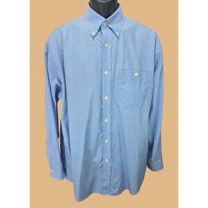 Orvis Mens Blue Check Button-Down Shirt Size Medium